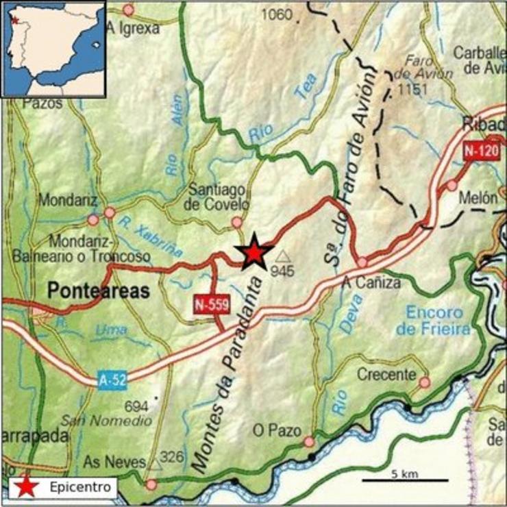 Rexistro de terremotos en Covelo / IGN.