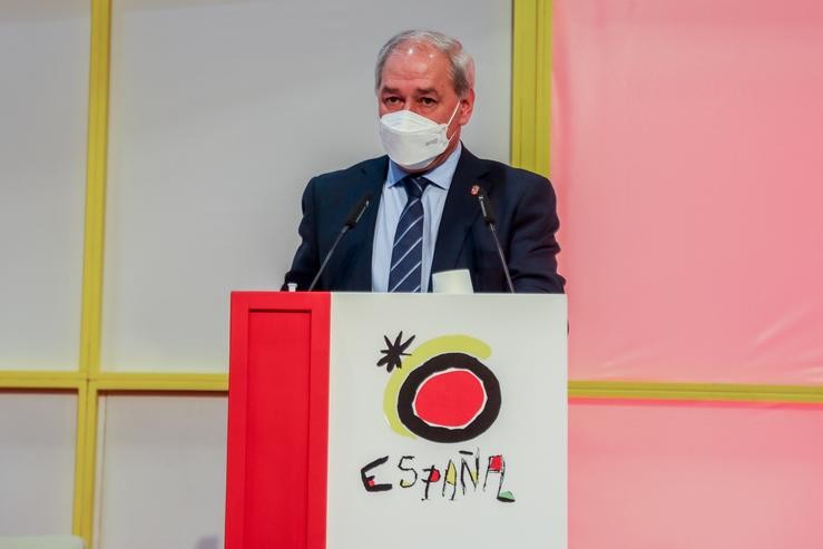 O presidente da Deputación Provincial de Lugo, José Tome, intervén ruen o estand do Instituto de Turismo de España, TURESPAÑA, durante o segundo día da 42ª edición da Feira Internacional do Turismo, Fitur 2022.. Ricardo Rubio - Europa Press / Europa Press