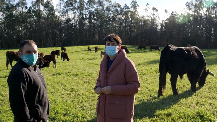 Ana Pontón, portavoz nacional do BNG, visita unha explotación gandeira. BNG 