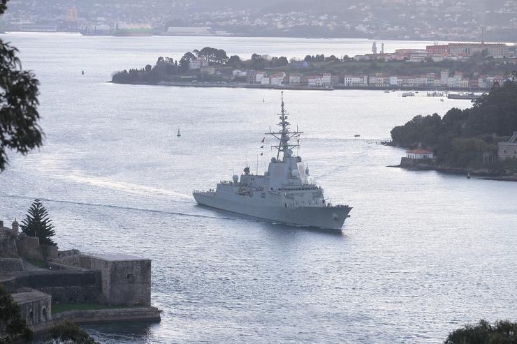 A fragata 'Blas de Lezo' gadoupa desde Ferrol para integrarse na agrupación permanente número 2 da OTAN no Mar Negro, a 22 de xaneiro de 2022, en Ferrol, A Coruña, Galicia (España). O buque adiantou o seu saída tres semanas debido á crise de. José Díaz - Europa Press