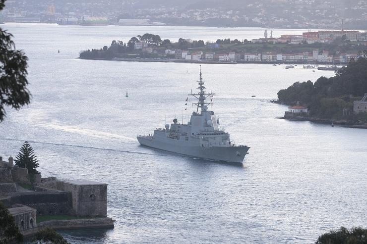 A fragata 'Blas de Lezo' gadoupa desde Ferrol para integrarse na agrupación permanente número 2 da OTAN no Mar Negro, a 22 de xaneiro de 2022, en Ferrol, A Coruña, Galicia (España). O buque adiantou o seu saída tres semanas debido á crise de. José Díaz - Europa Press 