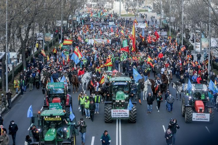 Manifestación en defensa do campo e do mundo rural, en Madrid, a 23 de xaneiro de 2022 