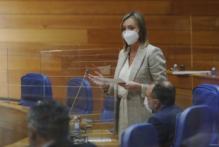 A conselleira de Política Social, Fabiola García, no pleno do Parlamento galego. CONSELLERÍA DE POLÍTICA SOCIAL