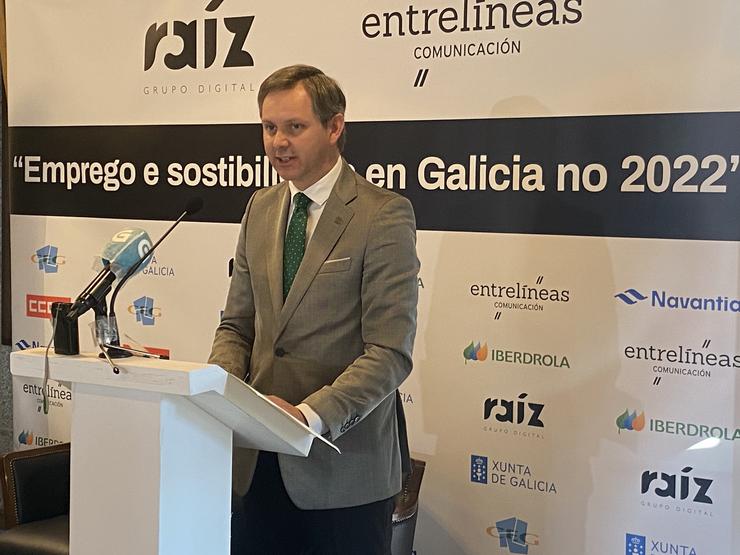 O delegado do Goberno en Galicia, José Miñones, intervén nunha xornada sobre emprego e sustentabilidade organizada por Iberdrola. DELEGACIÓN DO GOBEIRNO / Europa Press