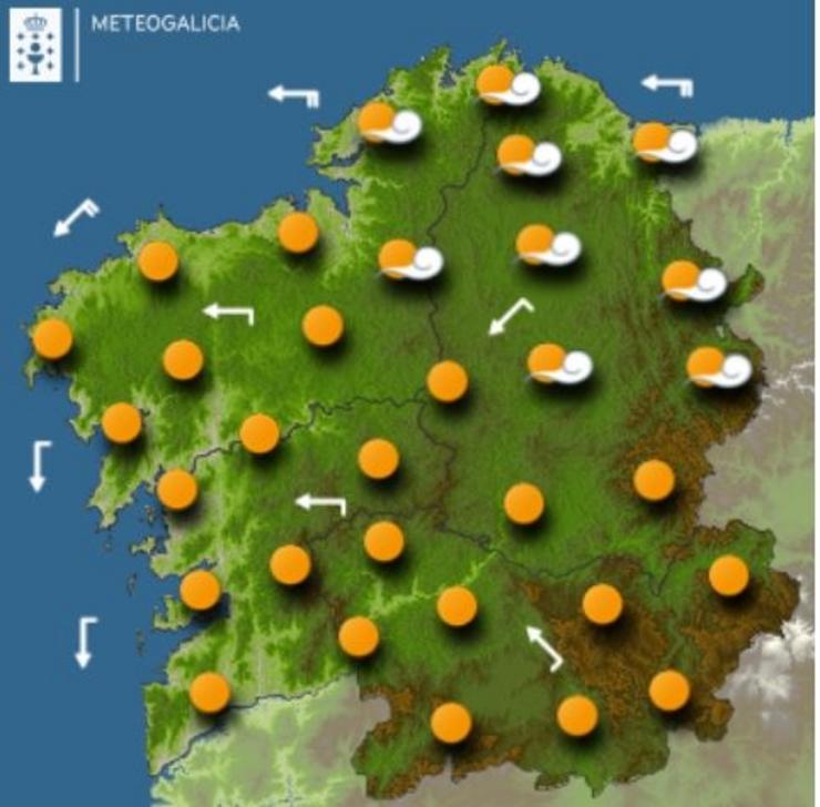 Previsión meteorolóxica para o sábado 29 de xaneiro en Galicia.. METEOGALICIA.GAL 