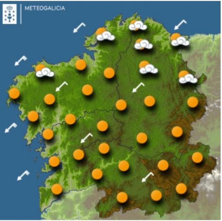 Previsións meteorolóxicas para o 1 de febreiro de 2022 en Galicia.. METEOGALICIA / Europa Press