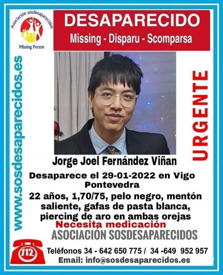 Mozo desaparecido en Vigo.. SOS DESAPARECIDOS / Europa Press