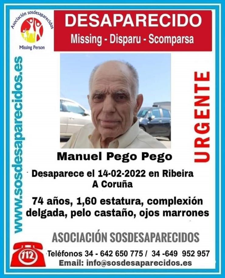 Home desaparecido en Ribeira (A Coruña). SOS DESAPARECIDOS / Europa Press