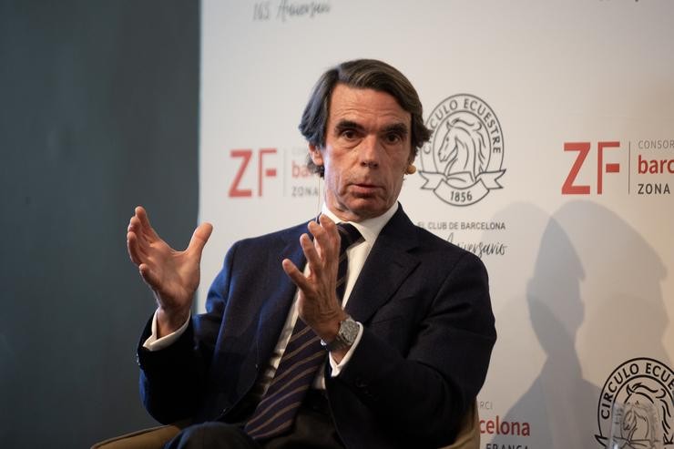 O expresidente do Goberno, José María Aznar, intervén nunha conferencia no Círculo Ecuestre en Barcelona, a 22 de febreiro de 2022, en Barcelona, Cataluña, (España).. David Zorrakino - Europa Press - Arquivo