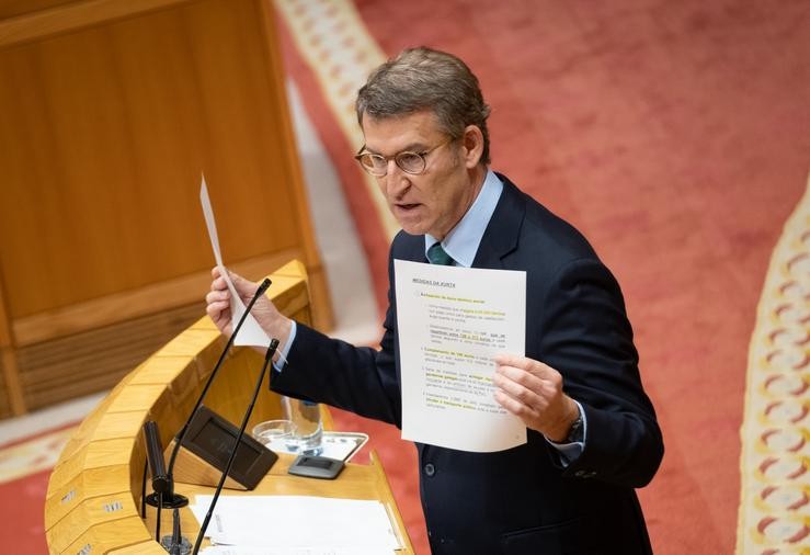 O presidente da Xunta, Alberto Núñez Feijóo, no Parlamento de Galicia