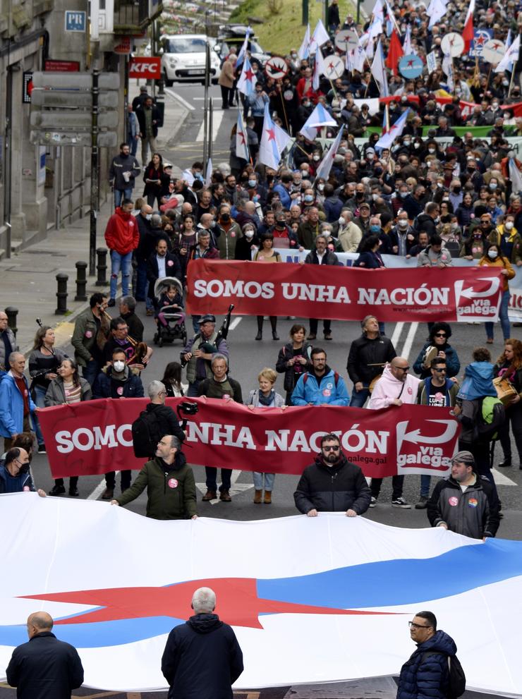 Manifestación en Santiago de Compostela pola autodeterminación de Galicia. PLATAFORMA VIA GALEGA 