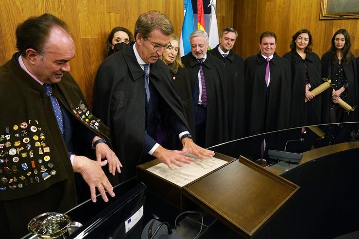 O presidente da Xunta, Alberto Núñez Feijóo, pregoeiro da LIV Feira do Cocido de Lalín. ÁLVARO BALLESTEROS 