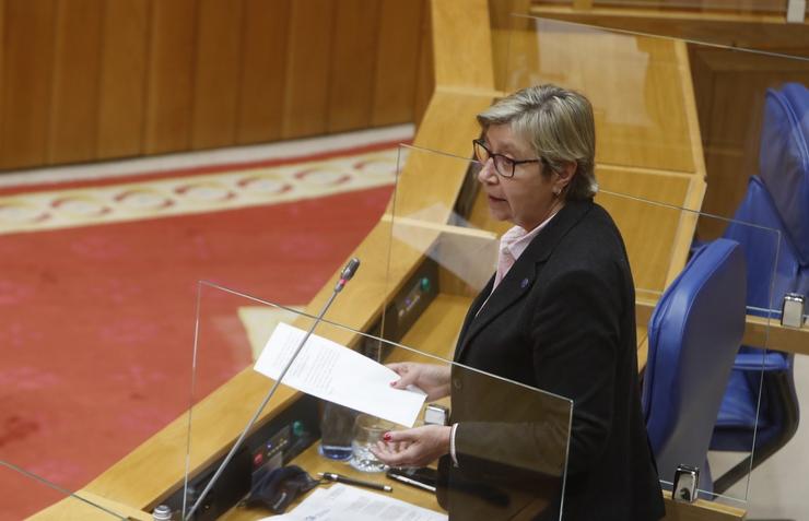 A conselleira do Mar, Rosa Quintana, durante o pleno do Parlamento galego. XUNTA DE GALICIA