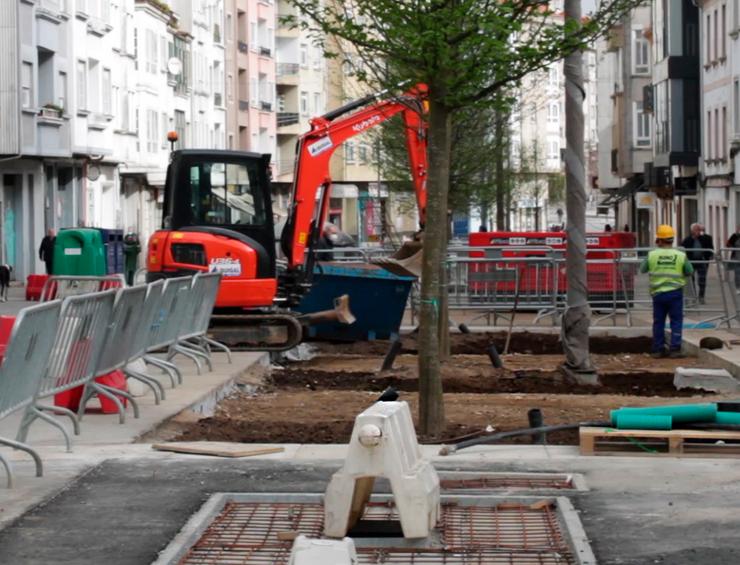 Obras da rúa Concheiros en santiago de Compostela, en imaxe de arquivo