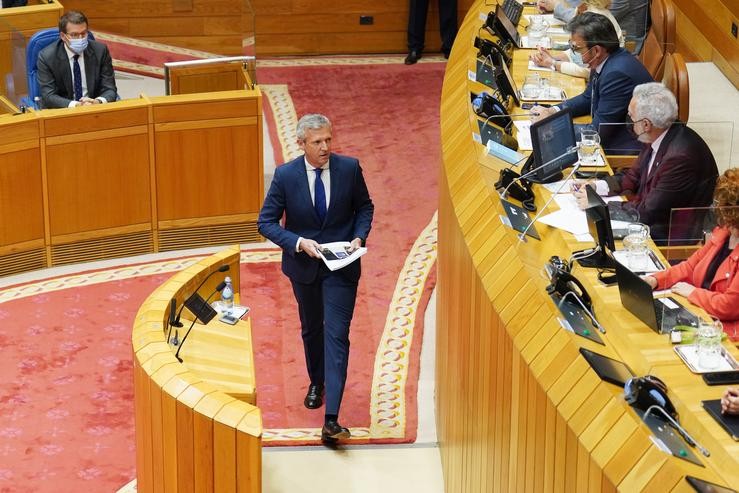 O vicepresidente en funcións da Xunta de Galicia e candidato a presidir o PP de Galicia, Alfonso Rueda, na súa primeira sesión de investidura, a 10 de maio de 2022, en Santiago de Compostela, A Coruña, Galicia (España). Hoxe e o próximo 12 de maio, o. Álvaro Ballesteros - Europa Press / Europa Press