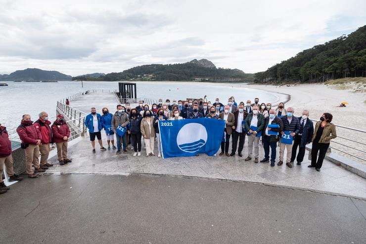 Acto de entrega dás bandeiras azuis 2021 na praia de Rodas.. DAVID CABEZÓN @ XUNTA DE GALICIA - Arquivo