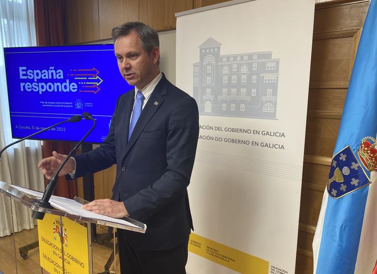 O delegado do Goberno en Galicia, José Miñones, en rolda de prensa. DELEGACIÓN DO GOBERNO EN GALICIA