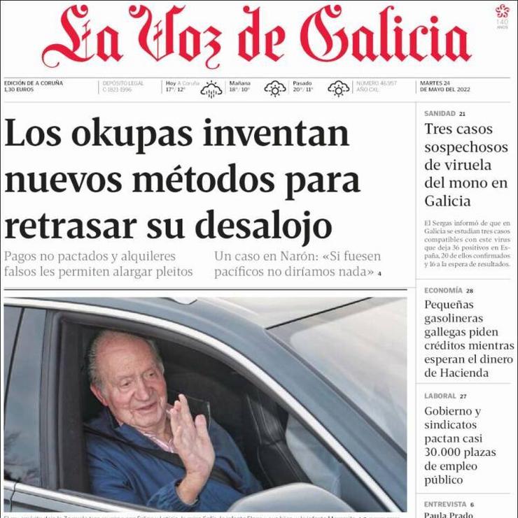 Portada de La Voz de Galicia do 24 de maio/La Voz