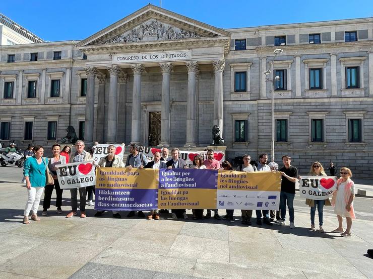 As entidades polas linguas do Estado denuncian ante o Congreso dos Deputados que coa nova Lei do Audiovisual "se perdeu unha oportunidade cara á igualdade" / A MESA