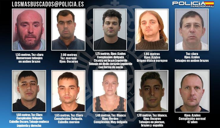 A Policía lanza unha campaña co dez fugitivos máis buscados.. POLICÍA NACIONAL / Europa Press