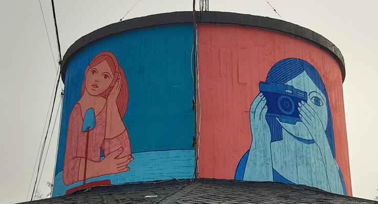 Mural da liberdade de expresión de Xoana Almar en Lugo / Colexio de Xornalistas de Galicia