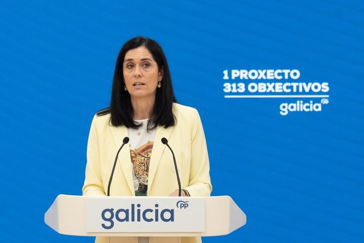 A secretaria xeral do PPdeG, Paula Prado, en rolda de prensa. PPDEG / Europa Press