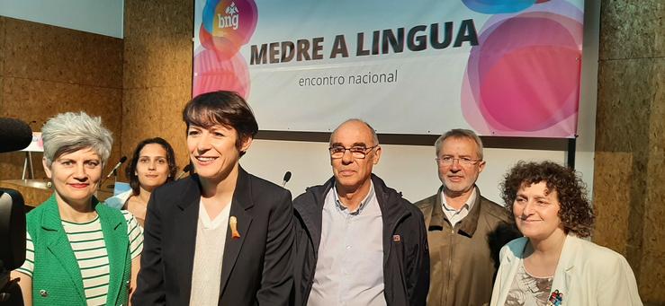 A portavoz nacional do BNG, Ana Pontón, participa na Coruña nun acto da formación nacionalista sobre a lingua galega. BNG / Europa Press