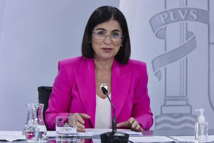 A ministra de Sanidade, Carolina Darias, comparece tras a reunión do Consello de Ministros, no Palacio da Moncloa, a 14 de xuño de 2022, en Madrid (España). Durante o Consello de Ministros, o Goberno iniciou a tramitación da Lei de Equid. Jesús Hellín - Europa Press 