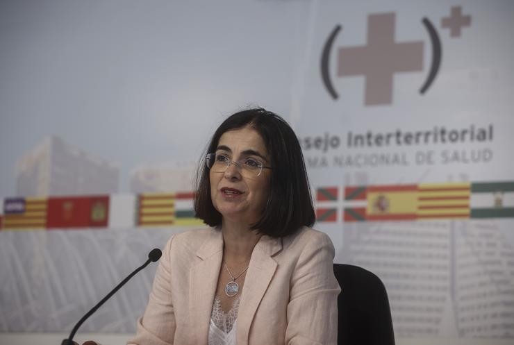 A ministra de Sanidade, Carolina Darias, comparece tras unha reunión plenaria de carácter extraordinario do Consello Interterritorial do SNS (CISNS), no Palacio da Generalitat Valenciana, a 15 de xuño de 2022, en Valencia, Comunidade Valenciana (Esp. Rober Solsona - Europa Press / Europa Press