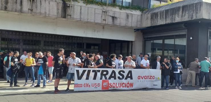 Concentración de traballadores de Vitrasa, o 3 de xuño de 2022, na Praza do Rei de Vigo / Arquivo