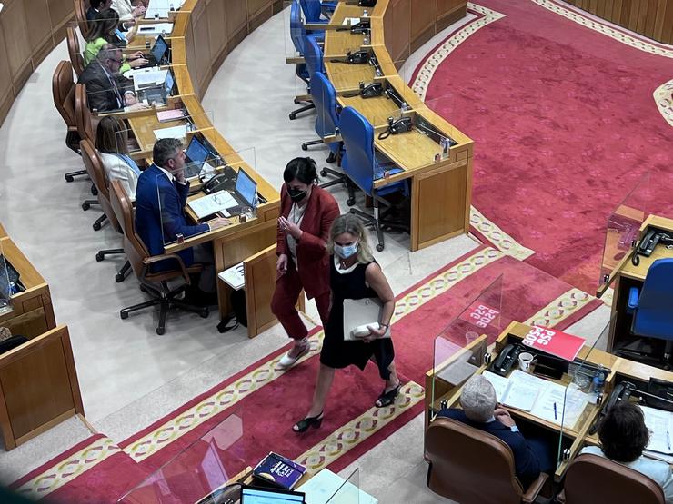 A valedora do Pobo, María Dores Fernández Galiño, no pleno do Parlamento 