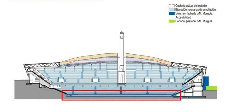 Plan de ampliación do Estadio Abanca-Riazor para ser sede do Mundial de Fútbol de 2030 / Concello da Coruña.