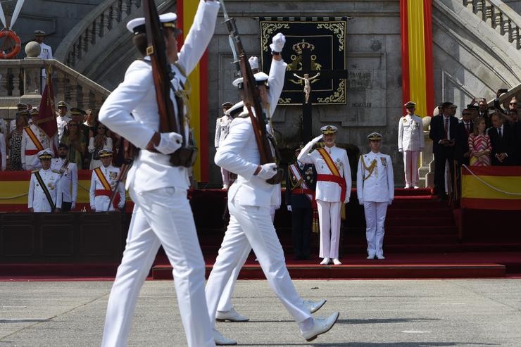 O Rei Felipe V preside a entrega de Reais Despachos aos novos oficiais da Armada, na Escola Naval Militar, a 16 de xullo de 2022, en Marín, Pontevedra, Galicia.. Gustavo da Paz - Europa Press / Europa Press