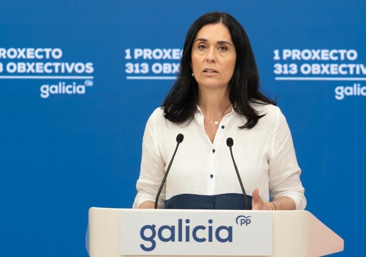 A secretaria xeral do PPdeG, Paula Prado, en rolda de prensa.. PPDEG / Europa Press