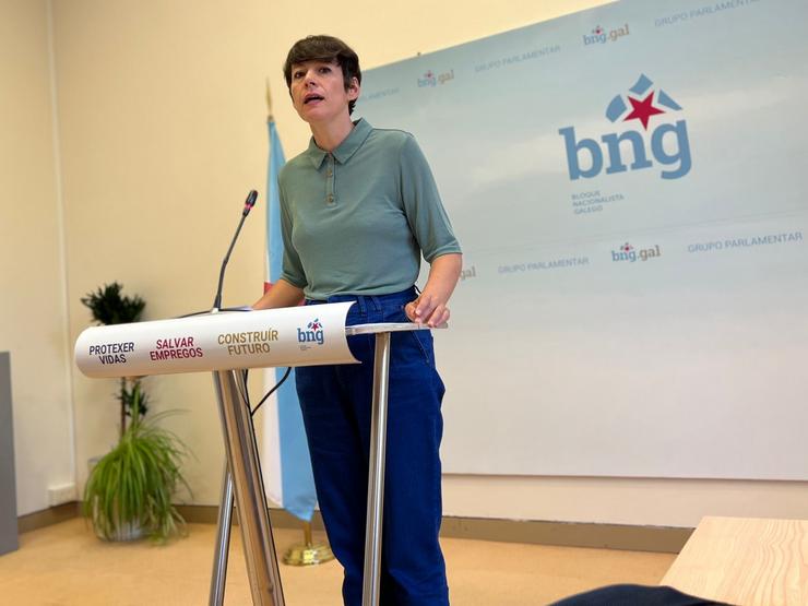 A portavoz nacional do BNG,  Ana Pontón, ofrece unha rolda de prensa este martes 