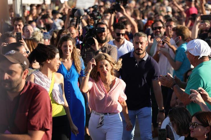A vicepresidenta segunda, Yolanda Díaz, durante o primeiro acto de Sumar,  en Matadoiro Madrid, a 8 de xullo de 2022, en Madrid (España).. Jesús Hellín - Europa Press / Europa Press