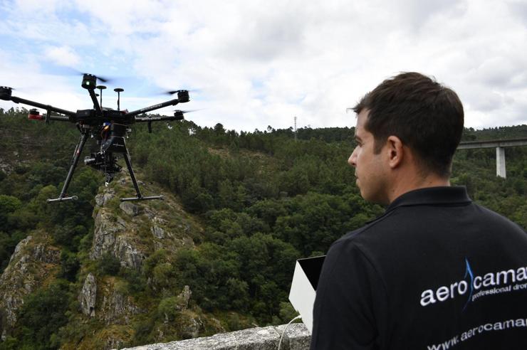 Manexo dun dron de Aerocámaras 