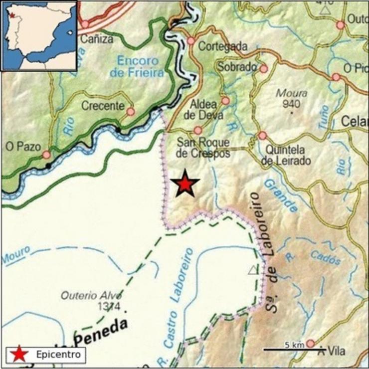 Padrenda (Ourense) rexistra un pequeno terremoto de 2,1 graos. INSTITUTO XEOGRÁFICO NACIONAL / Europa Press