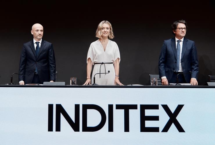 Arquivo - A presidenta de Inditex, Marta Ortega e o conselleiro Óscar  García Maceiras na Xunta Xeral de Accionistas da compañía. INDITEX - Arquivo 