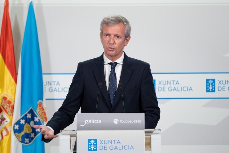 O presidente da Xunta, Alfonso Rueda, na comparecencia posterior ao Consello. DAVID CABEZÓN @ XUNTA DE GALICIA 