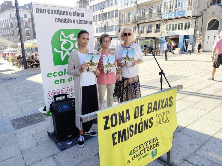 Presentación dun informe sobre contaminación acústica e de partículas en suspensión nas rúas de Vigo, elaborado por Ecoloxistas en Acción e Greenpeace. / Europa Press
