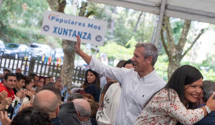 O presidente do PPdeG, Alfonso Rueda, nun acto en Mos (Pontevedra).. PPDEG 