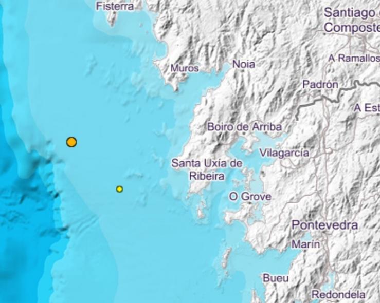 Terremotos rexistrados no Atlántico. INSTITUTO XEOGRÁFICO NACIONAL / Europa Press