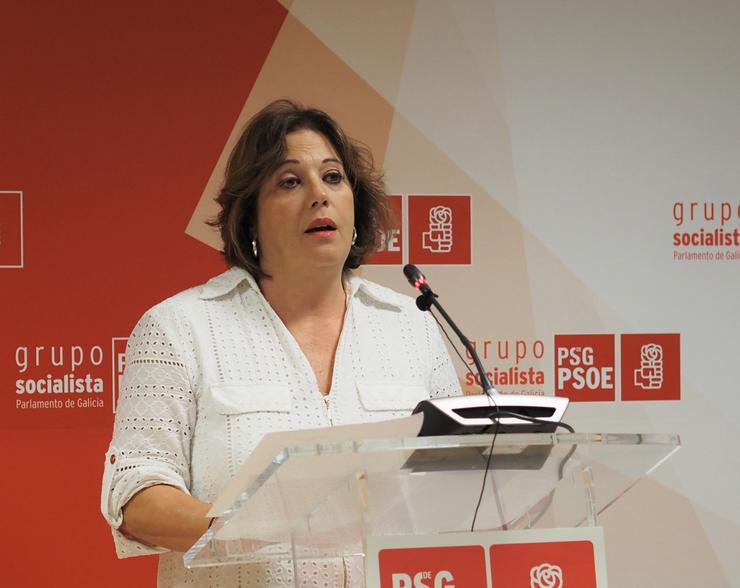 A viceportavoz parlamentaria do PSdeG, Begoña Rodríguez Rumbo, en rolda de prensa / PSDEG