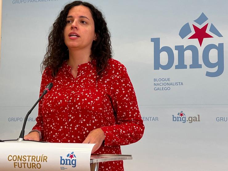 A deputada económica do Grupo do BNG, Noa Presas, en rolda de prensa este luns