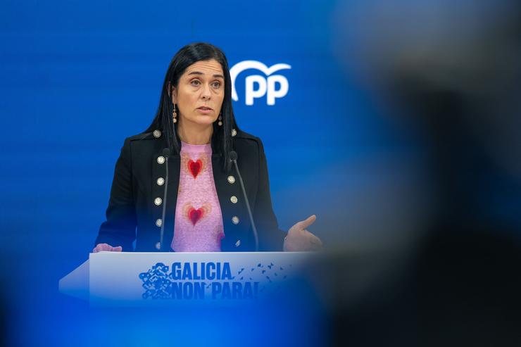 A secretaria xeral do PPdeG, Paula Prado, en rolda de prensa. PPDEG / Europa Press