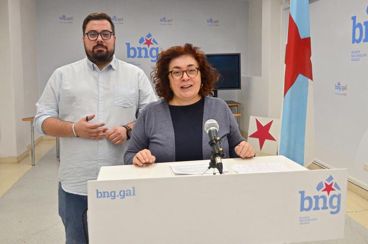 O portavoz municipal do BNG de Vigo, Xabier Pérez Igrexas, e a deputada nacionalista no Parlamento galego, Carmela González.. BNG / Europa Press