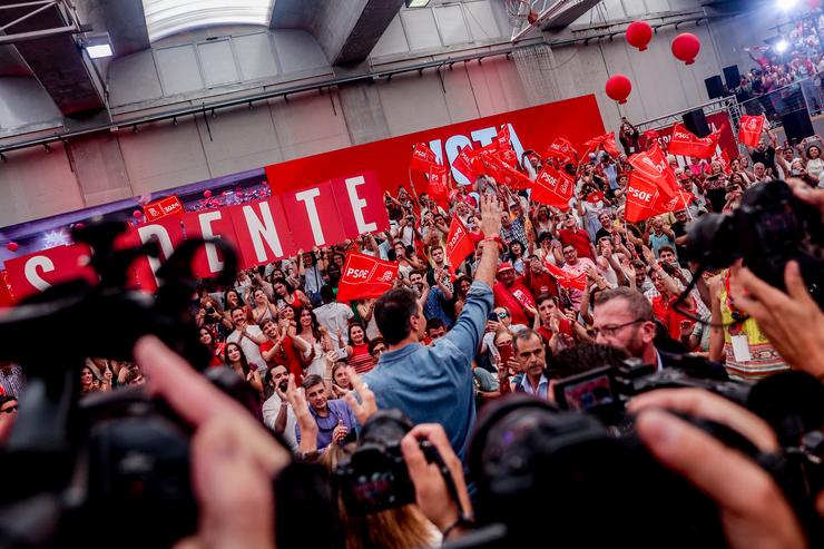 Arquivo - O presidente do Goberno e candidato á reelección polo PSOE, Pedro Sánchez, durante o acto de peche de campaña do PSOE, no polideportivo A Alhóndiga, 21 de xullo de 2023, en Xetafe, Madrid.. Ricardo Rubio - Europa Press - Arquivo / Europa Press