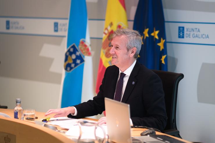 O presidente da Xunta, Alfonso Rueda, na reunión do Consello 