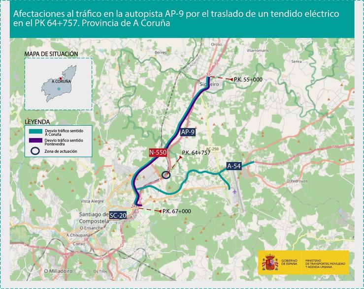 Afectacións ao tráfico na AP-9 / MITMA / Europa Press